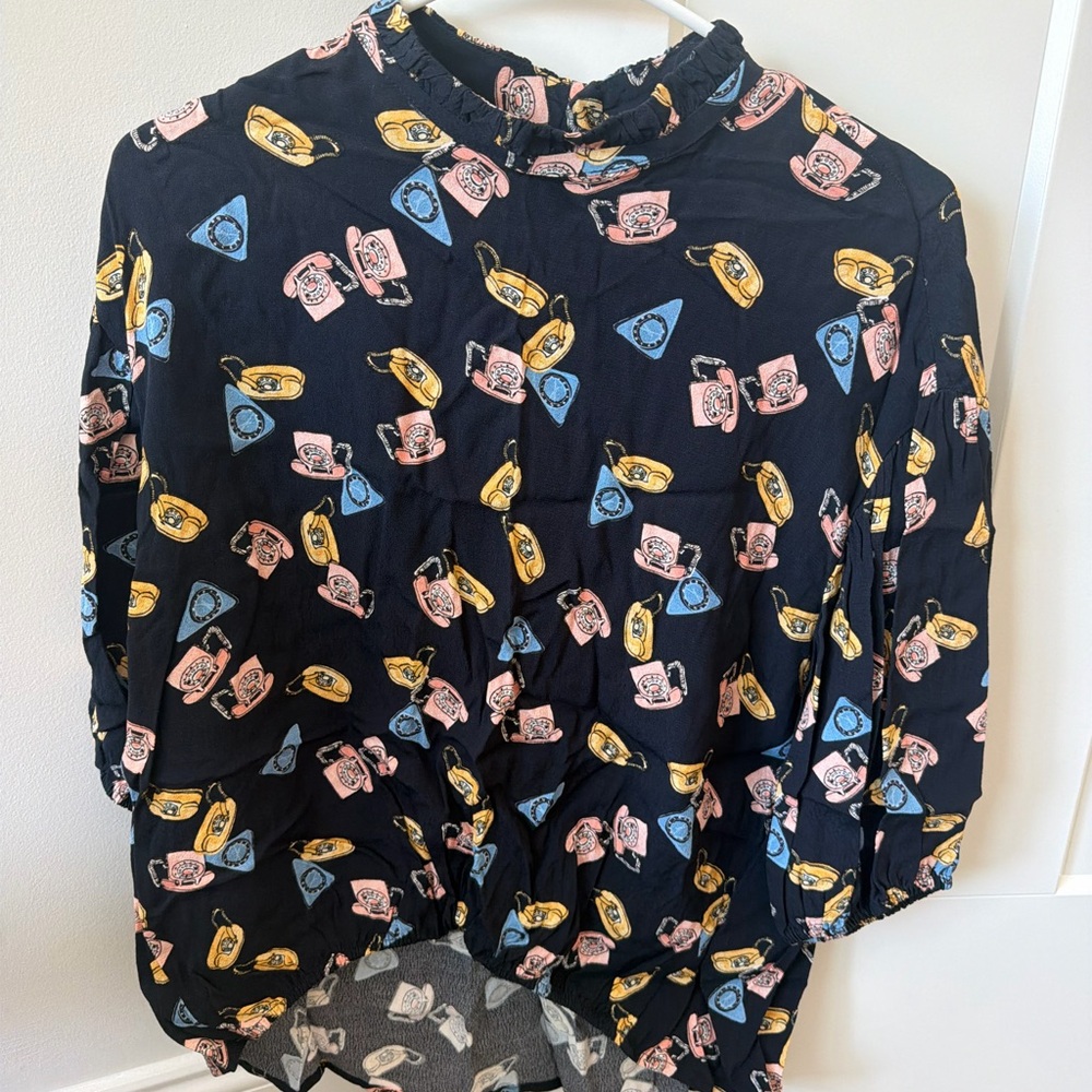 Zara Women’s Retro Telephone Print Blouse